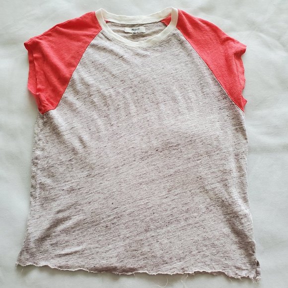 Madewell Size Medium Linen Top Raglan Short Sleeve - Picture 5 of 12